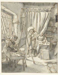 An Artist with a Model in His Studio by Cornelis Dusart