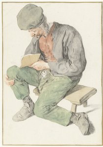Seated Man Reading, Facing Left by Cornelis Dusart