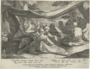 Musical Company with Man Behind Virginal by Cornelis Galle (I)