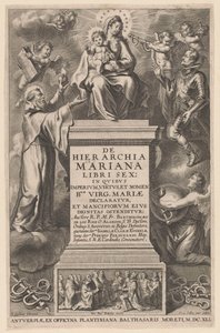Enthroned Mary with Child (Title Page for: B. de los Rios, De hierarchia Mariana libri sex, Antwerp: 1641) by Cornelis Galle (II)
