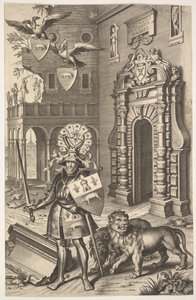 Allegorical Portrait of Count Tassis illustration from Jean Jacques Chifflet, Les marques, 1645 by Cornelis Galle I