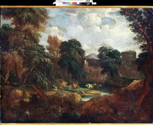 Valley in Flanders in Summer with a Herd of Cows Near a River by Cornelis Huysmans