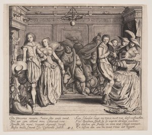 Interior with Musicians and Dancing Couples by Cornelis Koning