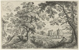Landscape with a Fisherman by Cornelis Matthieu