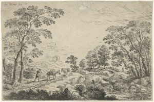 Landscape with Mule Driver by Cornelis Matthieu
