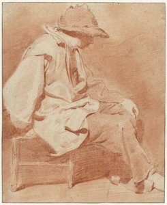 Seated Man Wearing a Cap, His Left Hand on His Knee, Facing Right