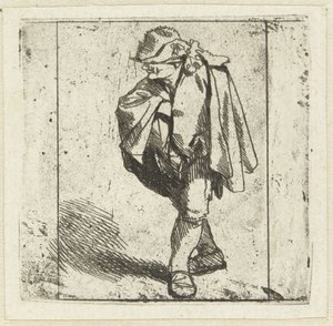 Standing Man with Right Hand on Chest in His Cloak by Cornelis Pietersz. Bega