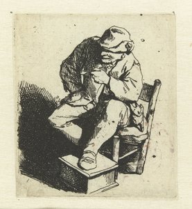Seated Farmer with Pipe in Left Hand