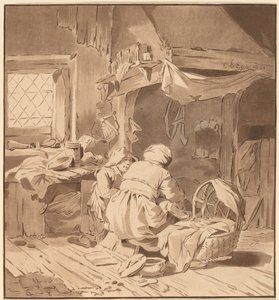 Interior of a Peasant House with Two Women by Cornelis Ploos van Amstel