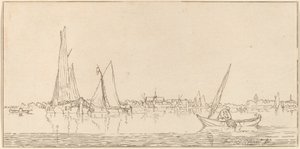 River with Town by Cornelis Ploos van Amstel