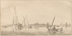 River with Town by Cornelis Ploos van Amstel