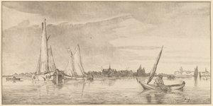 River with Town by Cornelis Ploos van Amstel