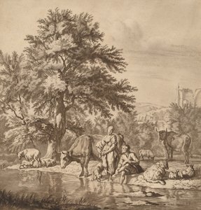 Shepherd and Shepherdess with Their Flock