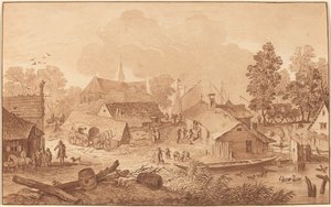 Village with Pond by Cornelis Ploos van Amstel