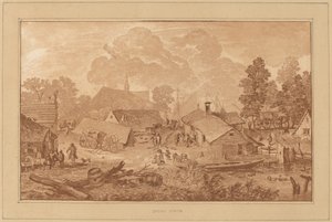 Village with Pond by Cornelis Ploos van Amstel
