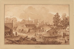 Village with Pond by Cornelis Ploos van Amstel
