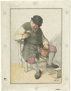 Seated Farmer with Jug by Cornelis Ploos van Amstel