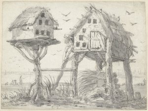 Two Dovecotes by Cornelis Saftleven