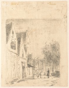View of a Street with a Horse and a Man