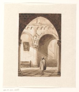 Interior of a Church with a Monk by Cornelis Springer