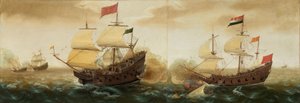 A Naval Encounter between Dutch and Spanish Warships by Cornelis Verbeeck