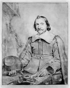 Half-Length Portrait of a Bearded Man Seated at a Table by Cornelis Visscher