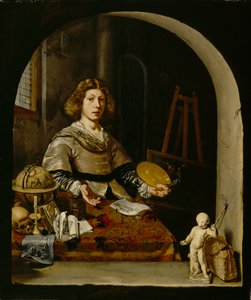 The Artist in His Studio by Cornelis attr. to Bisschop