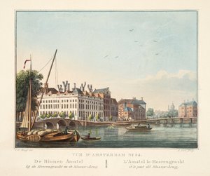 View of Amsterdam No.34. De Binnen Amstel bij de heerengracht en de Blaauw-brug