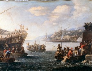 Soldiers embarking to fight the Turks in the harbour of Genoa by Cornelis de Wael