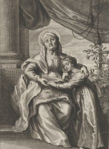 The Education of the Virgin, with Saint Anne Seated on a Bench Looking Upwards by Cornelis van Caukercken