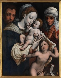 Holy Family with Elisabeth and John the Baptist by Cornelis van Cleve