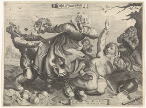 A Woman Trampling Her Husband by Cornelis van Kittensteyn