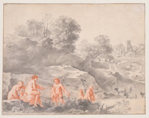 Nudes in a Landscape (possibly Diana and Callisto) by Cornelis van Poelenburch