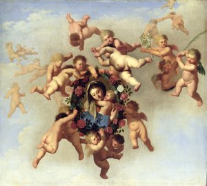 Angels Carrying a Portrait of the Madonna to Heaven by Cornelis van Poelenburgh or Poelenburch