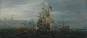A French ship and barbary pirates, c.1615 by Cornelius Bol