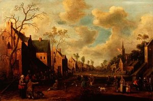 Peasants Merrymaking in a Village Street by Cornelius Droochsloot