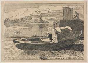 Boats on a River, Windmill in Distance, 1809 by Cornelius Varley