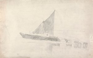 Study of Boats with Horses and Carts by Cornelius Varley
