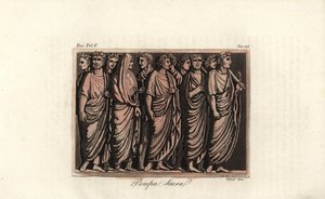 Roman noblemen in laurel wreaths and toga at a sacrificial rite by Corsi Corsi