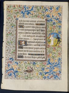 Leaf from a Book of Hours: Angel Chasing a Devil (recto) and Two Devils (verso) by Coëtivy Master