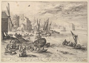 Harbor Scene by Crispijn de Passe I