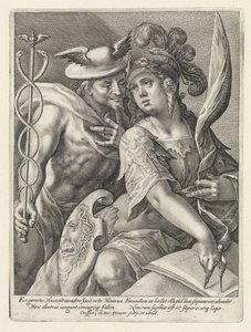 Mercury and Minerva (series title: Gods and Goddesses as Lovers) by Crispijn van de Passe (I)