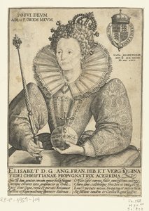 Portrait of Elizabeth I Tudor, Half-Length (title on object: Posvi Devm Adiut Orem Mevm) by Crispijn van de Passe (I)