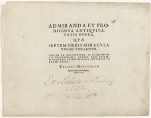 Title Page of the Series with Seven Wonders of the World by Crispijn van de Passe (I)