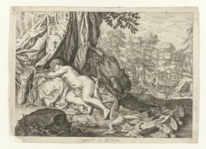 Jupiter and Callisto (series title: Metamorphoses of Ovid) by Crispijn van de Passe (II) (attributed to)