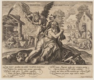 Miseriae est Egestatis Typus, from Time with Virtues and Vices by Crispijn van de Passe I