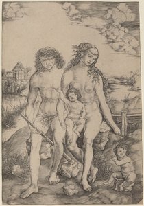 Adam and Eve with the Infants Cain and Abel by Cristofano Robetta