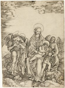The Virgin and Child with Saint John and Three Angels by Cristofano Robetta