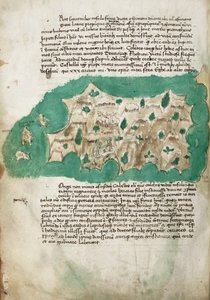 Symi, cartographic survey of the Greek island, with handwritten notes on vellum