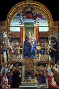 The Virgin and Child Enthroned with God the Father and Saints Hilarius and John the Baptist, 1499
